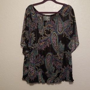 Lane Bryant Top Shirt Black Paisley 26
